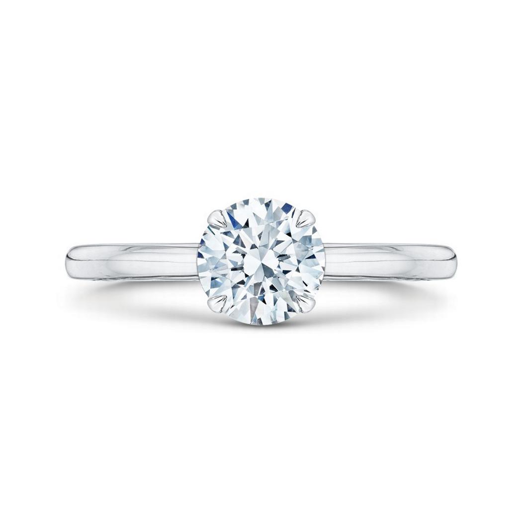 14K White Gold Round Cut Diamond Solitaire Engagement Ring